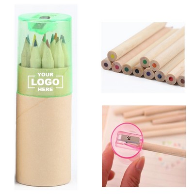 12 Colored Pencil Set in Tube w/Sharpener.