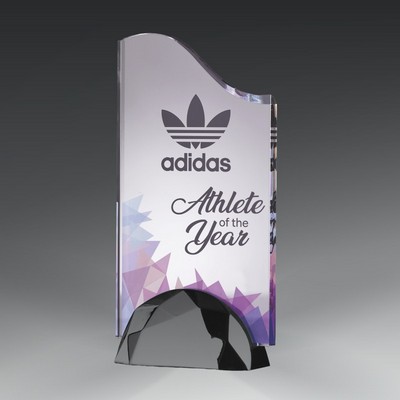 Acrylic Wave in Gunmetal Semicircle Base -8"