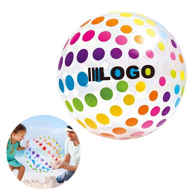 24" Colorful Polka Dot Transparent Beach Ball