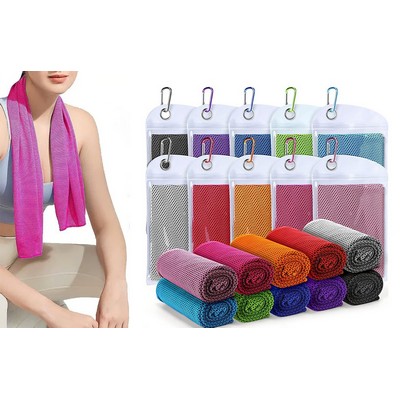 Soft Breathable 160GSM Microfiber Ice Cooling Towel w/Carabiner 35"x12''
