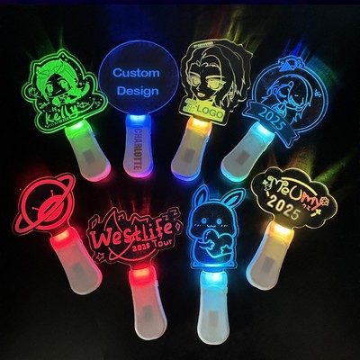 Custom Shape Full Color Printed Acrylic Cheer Stick for Events Concerts LED Glow Wand MOQ50PCS