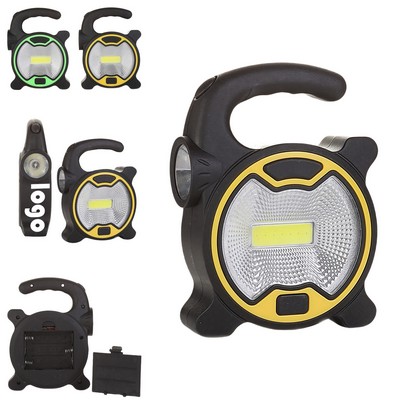 2 in 1 Portable Handle COB Work and Camping Lamp Flashlight