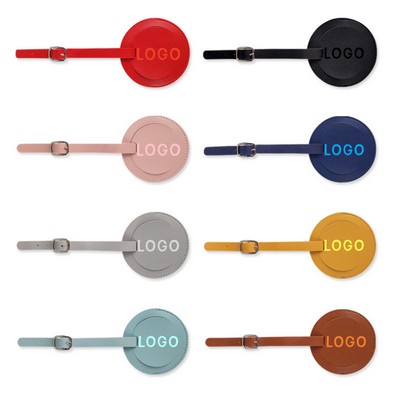 Round Shaped PU Leather Luggage Tags