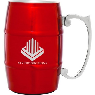17 oz. Red Stainless Steel Barrel Mug with Handle