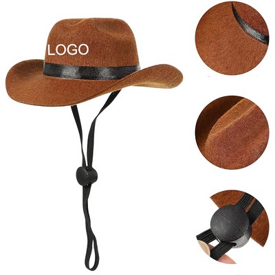 Cute Pet Cowboy Hat for Small Dogs Cats Adjustable Mini Cosplay Cap for Holiday Party or Costume