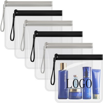 Reusable Leak Proof Sealed EVA transparent air travel cosmetic bag With Handle