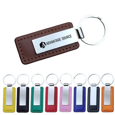 Metal Car Keychain With PU Leather Laser engraved