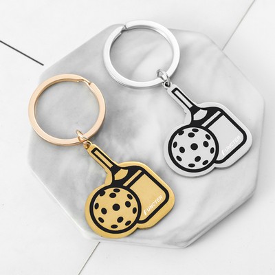Mini Stainless Steel Pickleball Paddle KeyChains Bag Pendant