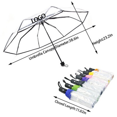 Auto-Open Clear Triple-Folding Umbrella