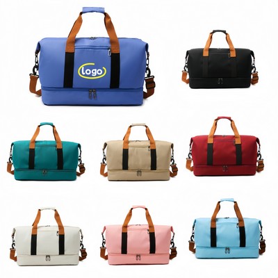 Large Capacity Travel Bag With Embroidered Logo