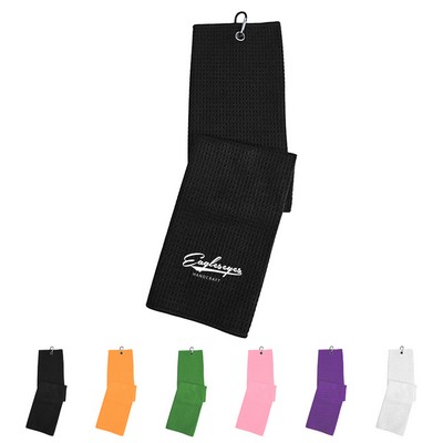 Microfiber Waffle Golf Towel with Carabiner Hook