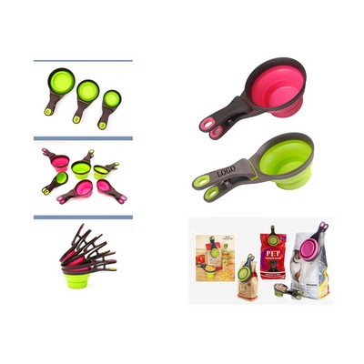 Collapsible Silicone Pet Food Scoop & Bag Clip