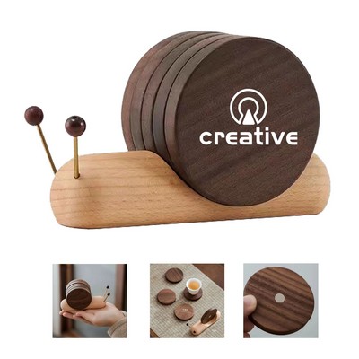 5-Piece Snail-Shaped Wooden Coaster