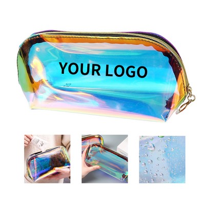 TPU Holographic Zippered Makeup Bag Waterproof Dust Proof