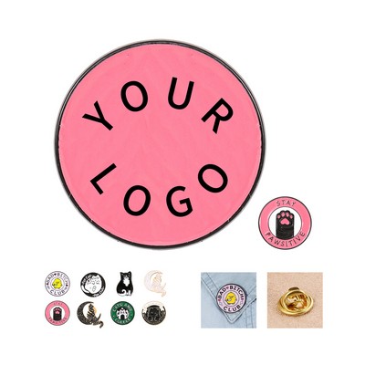 Round Zinc Alloy Metal Badge With Enamel Coating 1.2"