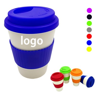 13oz Bamboo Fiber Coffee Cup With Silicone Lid and Sleeve