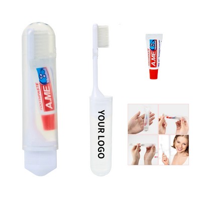 Portable Travel Folding Toothbrush With Toothpaste Kit