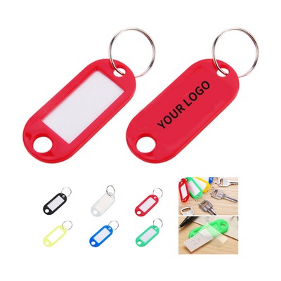 Plastic Keychain Label Holder With Writable Insert 2" Length