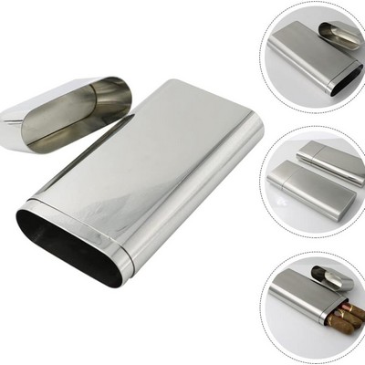Stainless Steel Storage Case Humidor For 3 Cigars