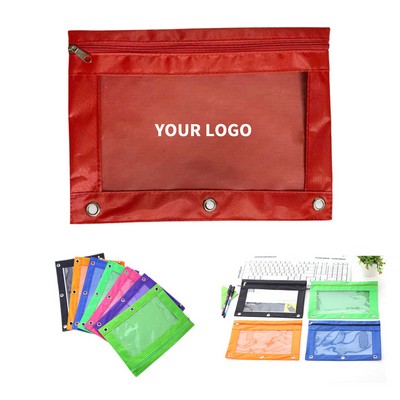 Three Hole Zipper Pencil Pouch 7.1" x 9.8"