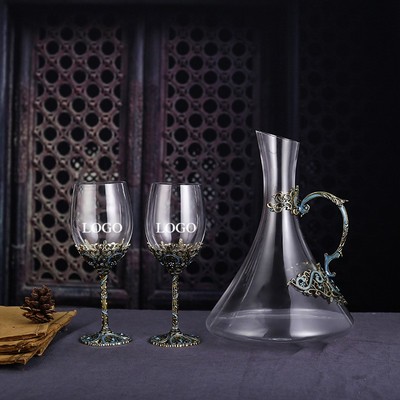 European Retro Enamel Wine Glasses Set