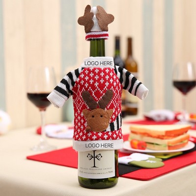 Christmas Reindeer Wine Bottle Cover Holiday Table Decoration