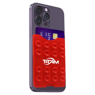 Silk Screen 1 Color Silicone Suction Cup Phone Card Holder With Adhesive Backing