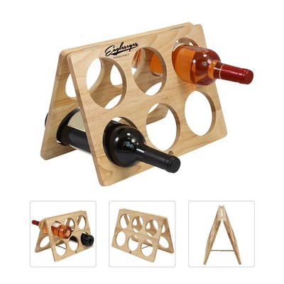 Chic Vintage Wood Wine Rack - 6 Bottle Storage & Display
