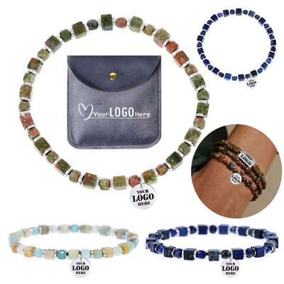 Square Natural Gemstone Bracelet Set