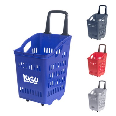 Grocery Market Shopping Basket w/ Wheels