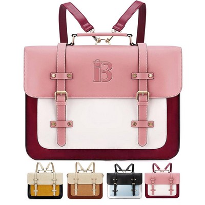 Large Capacity PU Leather Laptop Bag Backpack