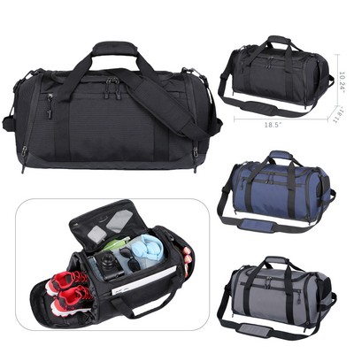 Large Capacity Travel Duffel Bag W/Shoe Compartment