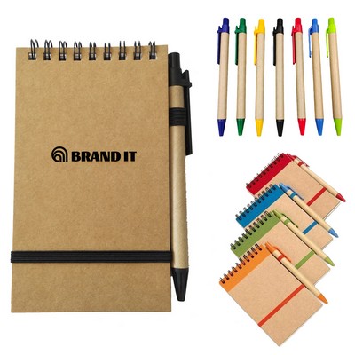 Recycled Spiral Jotter Notebook W/ Pen