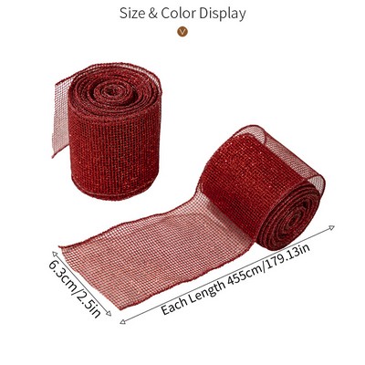 Christmas Tree Ribbon Roll Decoration Red Mesh Satin Bow Gift Box Ribbon Decor