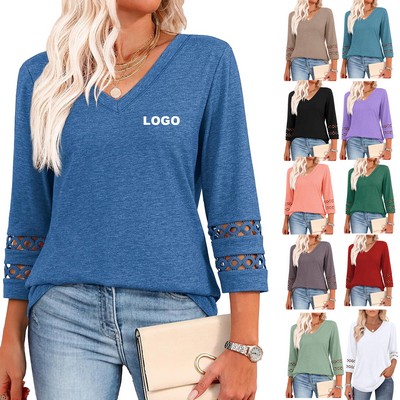 Promotional Womens Tops Dressy Casual Blouses V Neck T Shirts
