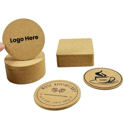 4" Round Natural Cork Coaster