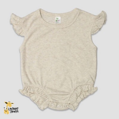 Flutter Sleeve Baby Bubble Rompers Oatmeal 65% Polyester - 35% Cotton blend - Laughing Giraffe®