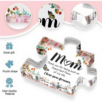 Acrylic Irregular Transparent Puzzle Ornaments for Father's Day Mother's Day Commemoration