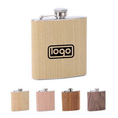 Wood Grain Stainless Steel Hip Flask