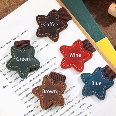Creative Retro Star-Shaped PU Leather Magnetic Bookmark