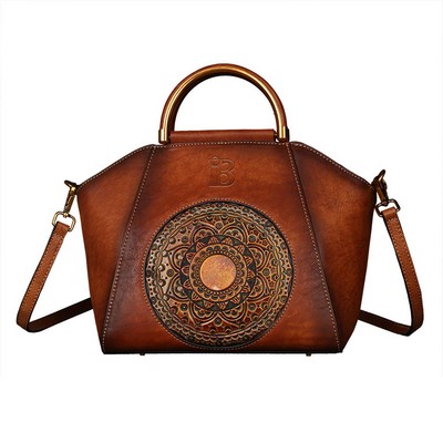 Genuine Leather retro style for girl tote bag