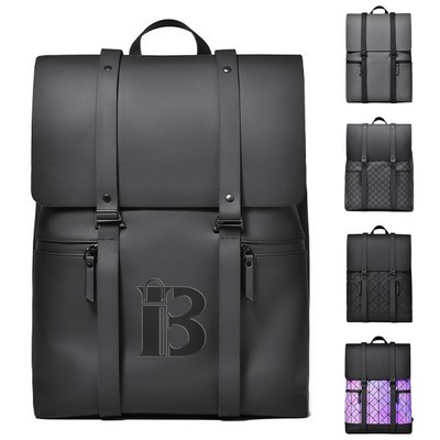 Sleek PU Leather Waterproof Laptop Backpack