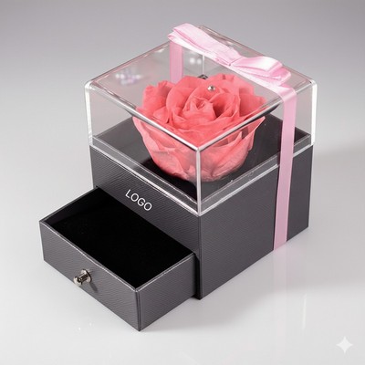 Acrylic Preserved Rose Jewelry Box Eternal Flower Gift Box Valentine's Day Special Occasions