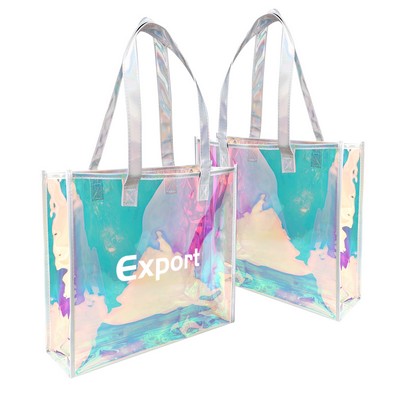 Waterproof TPU Holographic Clear Tote Bag W/ Handle