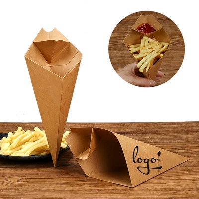 Portable Kraft Paper Cone French Fry Holder