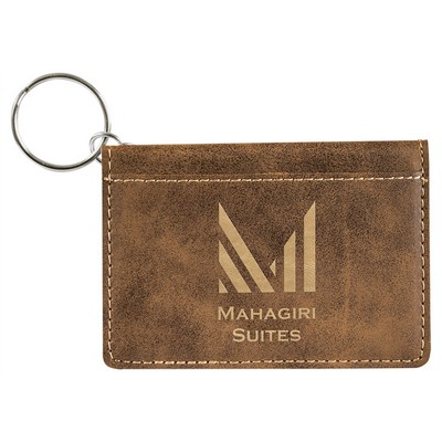 Rustic/Gold Keychain ID Holder, Laserable Leatherette