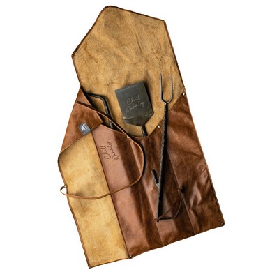 Grilling Tool Gift Set with Leather Roll-Up Pouch