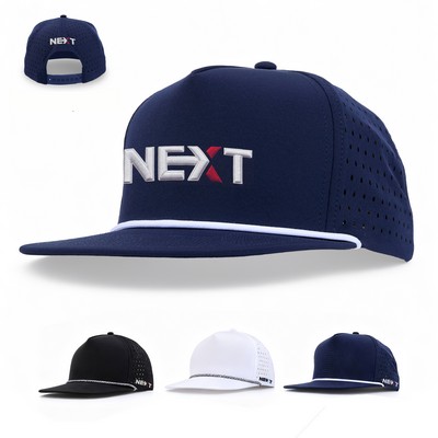 Classic Rope Cap 5 Panel Flat Bill Hat Snapback