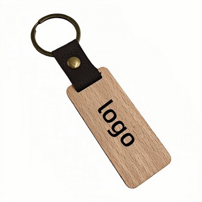 Amazon Bestseller Solid Walnut and Beech Wood Keychain Custom Engraved Vertical Design