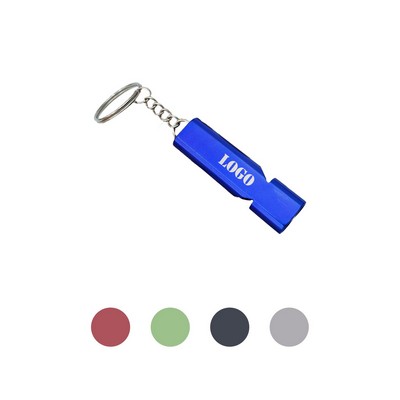 Double Tube Aluminum Emergency Whistle Keychain